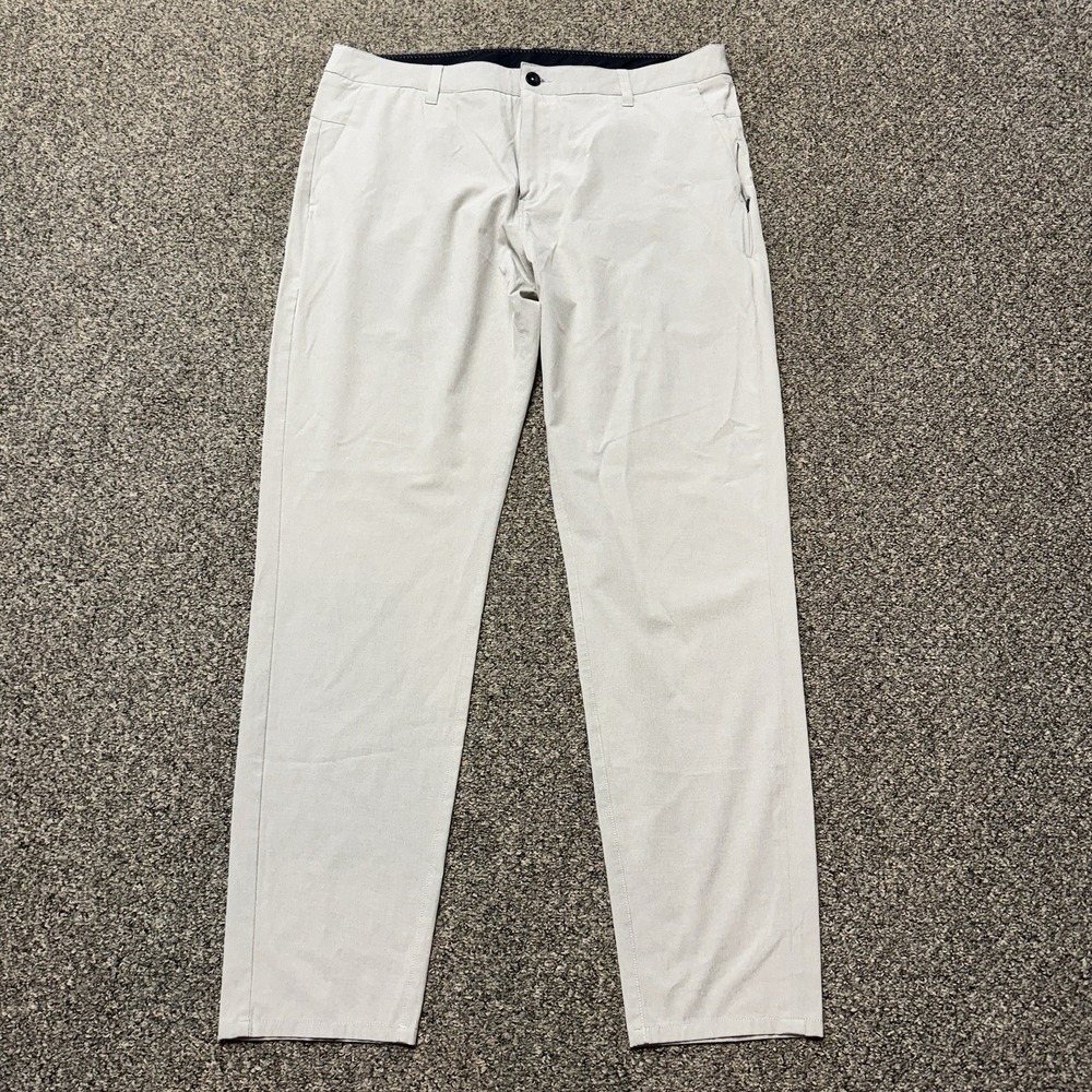 Vuori Aim Pants Mens 36x31 Gray Heathered Slim Performance Athletic Chino V431